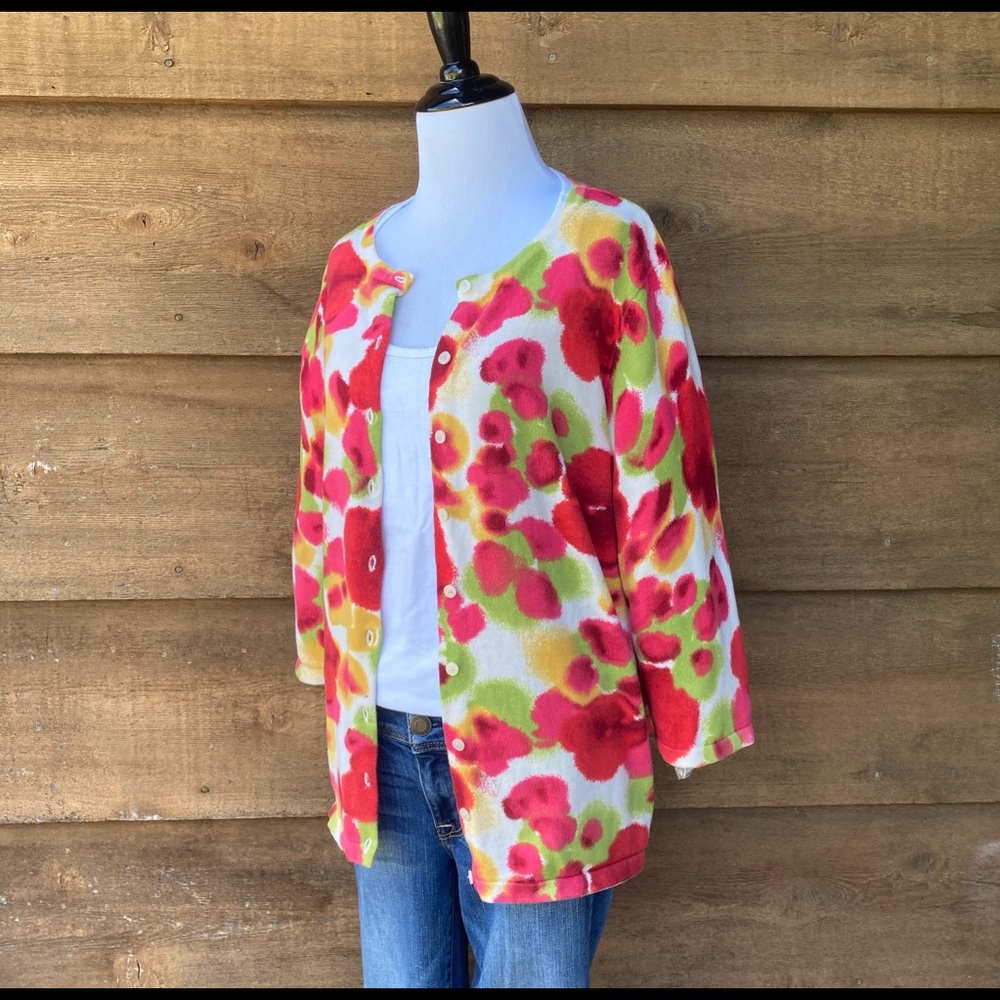 3/4 Sleeve Printed Cardigan